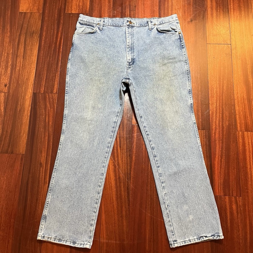 Wrangler Jeans Mens 41x31 Blue Light Wash 936ATW Cowboy Cut Slim Fit Cotton Work